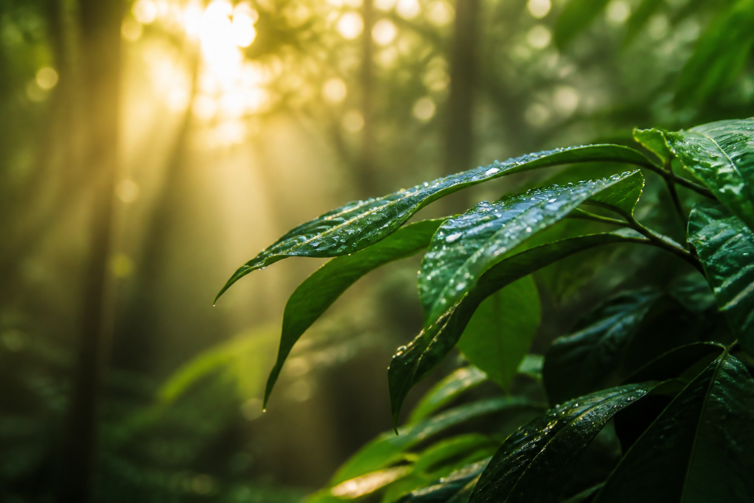 Lush tropical foliage representing care for nature