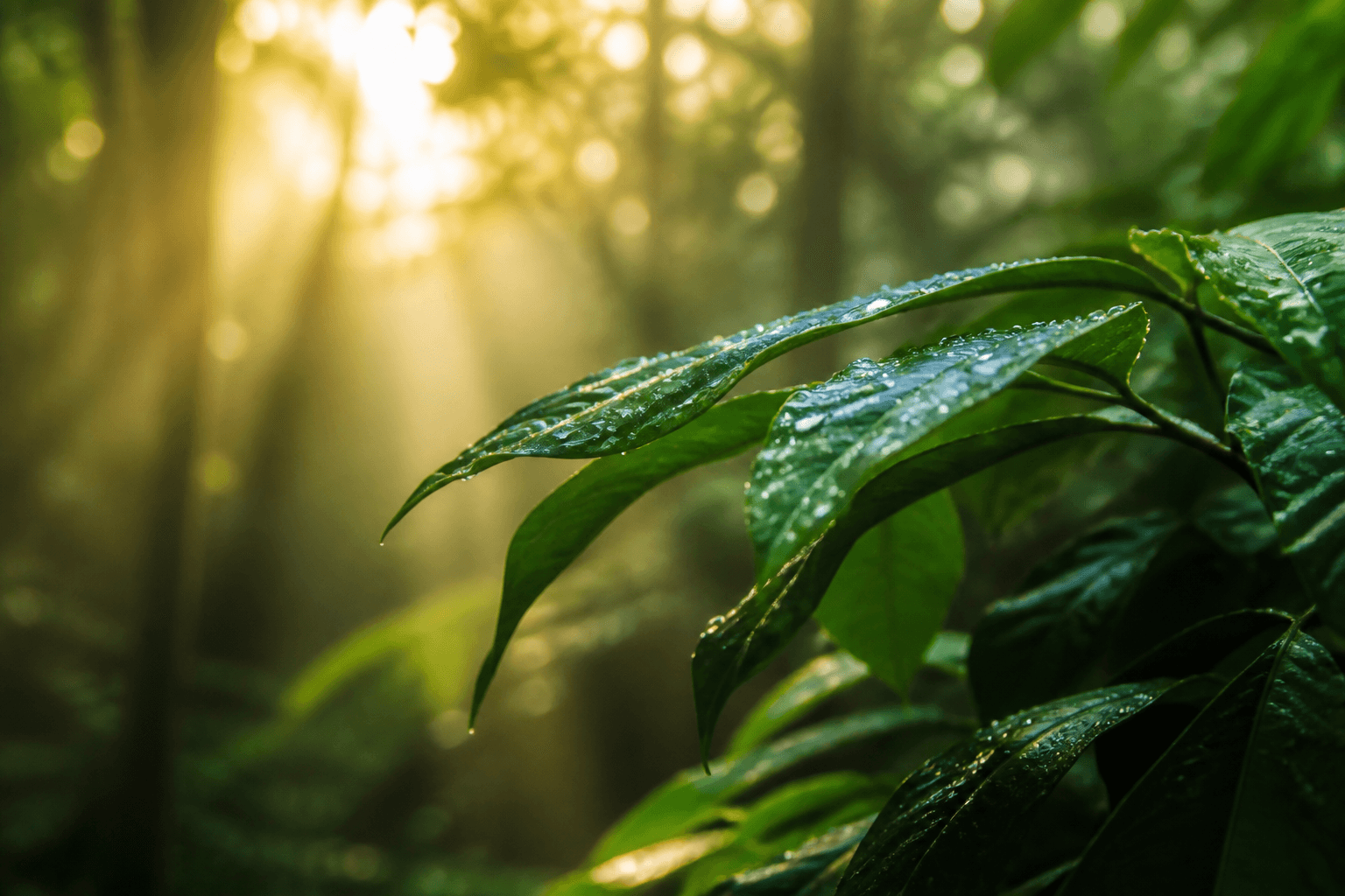 Lush tropical foliage representing care for nature